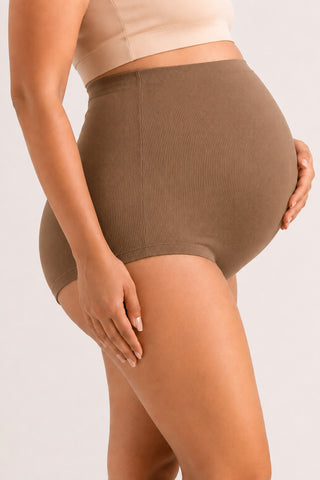 Pregnancy Panty – Over-the-Belly (Rib Textured) - (Pack Of 3) (Baby Pink, Black & Honey)