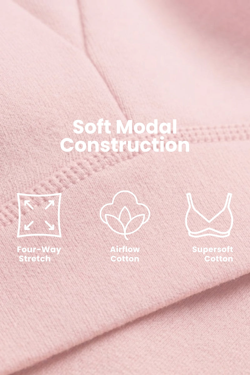 Fixed Padded Modal Maternity Bra with Support - Light Pink