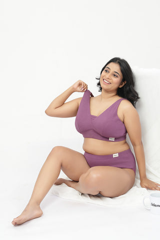 Sera Fine-Rib Bra Pack of 3 - (Pink , Purple & Dark Berry)