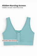 Ruched Tape-Button Nursing Bra - Mint
