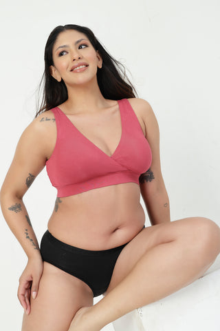 247 (Upgraded) Modal Padded Maternity Feeding Bra - Red