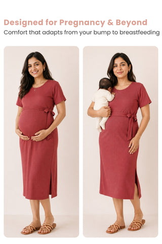 Mario Rib Zipless Feeding Dress - Maroon