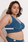 Ruched Modal Front-Open Bra with G-Hook - Airforce