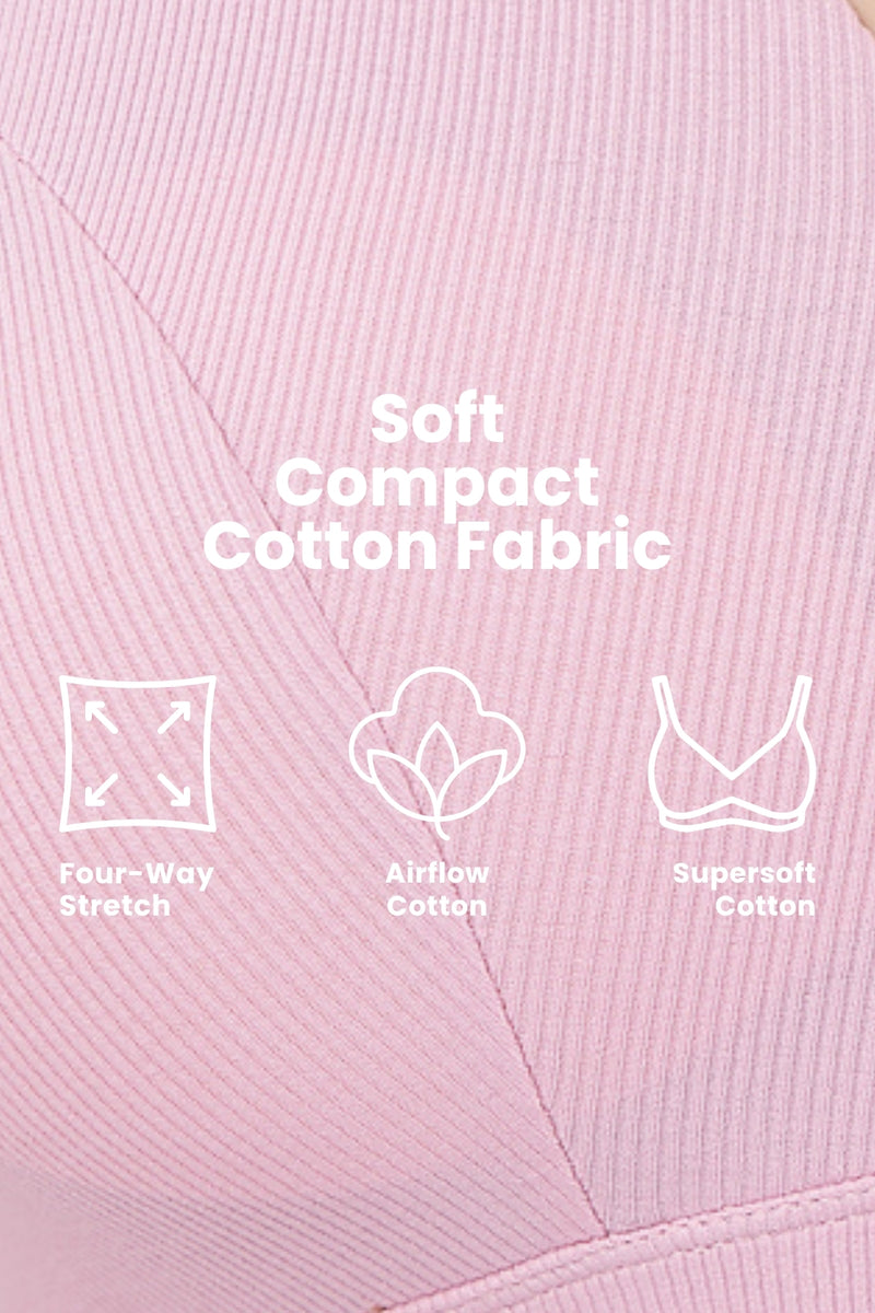 Natural Shape Fine Rib Bra - Pink