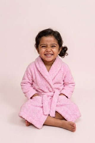 100% Soft Cotton Terry Bathrobe for Kids - Pink