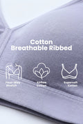 Lira Ribbed Cotton Nursing Padded Bra - M-Blue