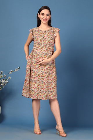 House of Zelena Ditsy Yellow Floral Bloom Zip Feeding Dress - Trusted by Mothers for Quality