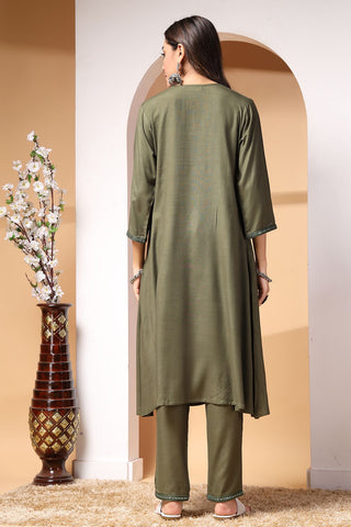 Celestial Olive Maternity Feeding Kurta Set