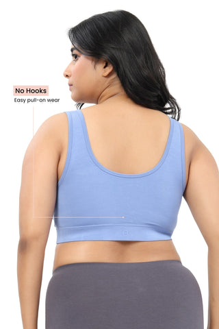 Ruched Modal Front-Open Bra - (Pack Of 3) (Black, Airforce, Cornflower Blue)