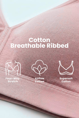 Lira Ribbed Cotton Nursing Padded Bra - Rose Gold