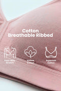 Lira Ribbed Cotton Nursing Padded Bra - Rose Gold