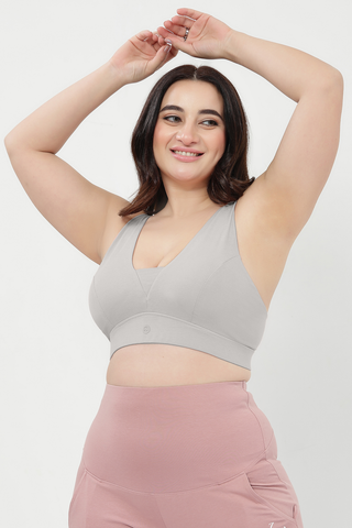 SecureFit Cotton Fixed-Pad Feeding Bra - Grey Melange