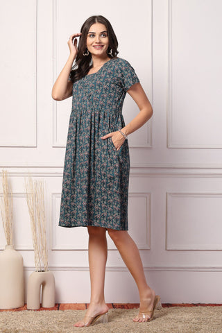 Botanical Bliss Maternity Zipless Feeding Dress