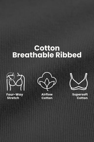 Lira Ribbed Cotton Nursing Padded Bra - Black