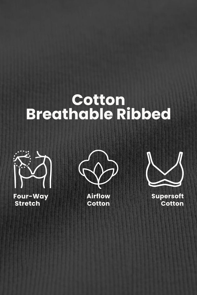 Lira Ribbed Cotton Nursing Padded Bra - Black