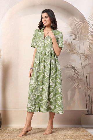 Leafy Chic Comfort Maternity Zipless Feeding Dress