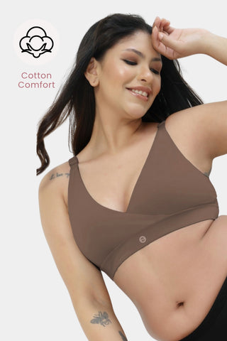 247 Extra Support Cotton Feeding Bra with Adjuster - Mocha