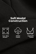 Fixed Padded Modal Maternity Bra with Support - Black