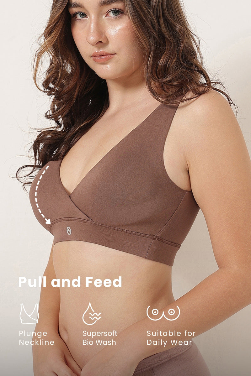 247 (Upgraded) Brown Modal Padded Maternity Feeding Bra