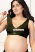247 (Upgraded) Army Green Modal Padded Maternity Feeding Bra