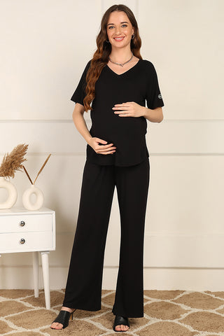 Black Maternity Palazzo Set
