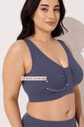 Ruched Invisible Button Nursing Bra - Future Dusk