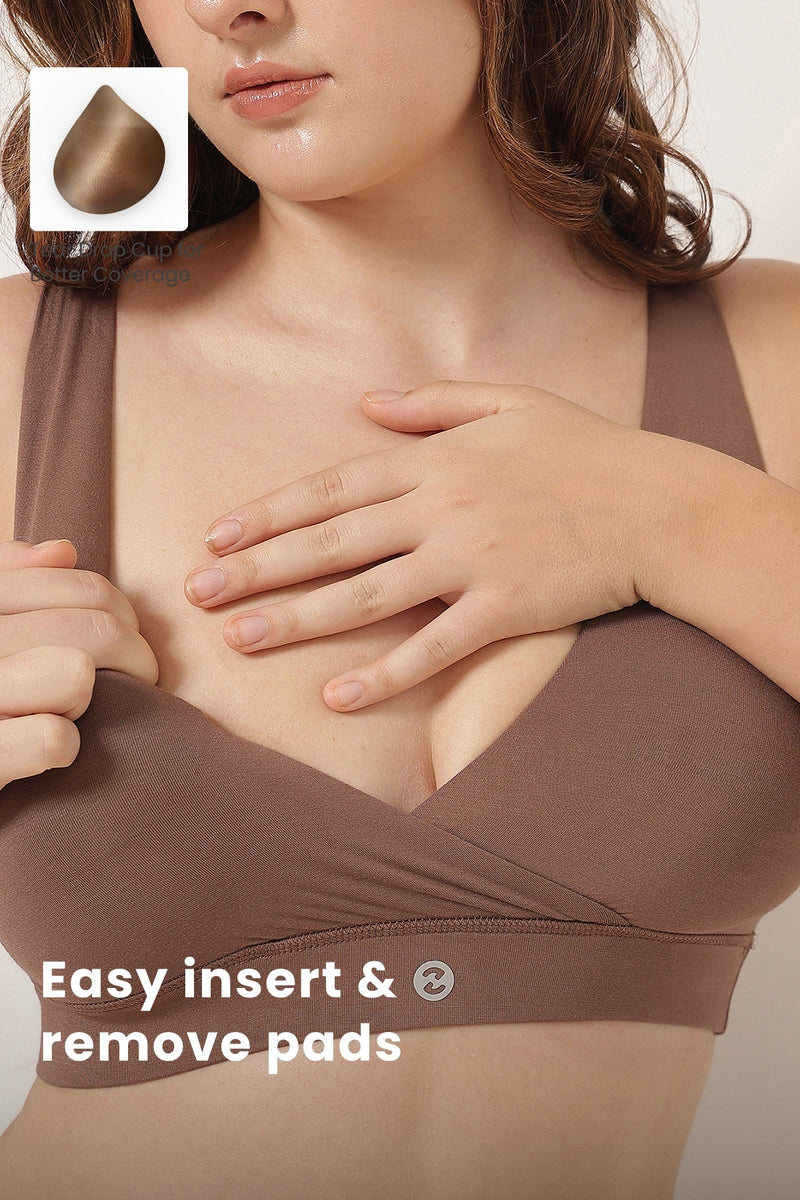 247 (Upgraded) Brown Modal Padded Maternity Feeding Bra