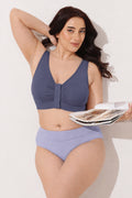 Ruched Invisible Button Nursing Bra - Future Dusk