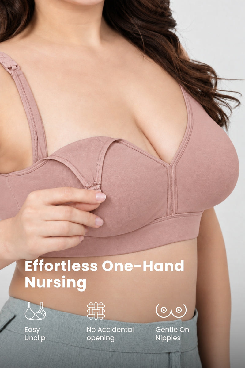 Lira Ribbed Cotton Nursing Padded Bra - Caramel