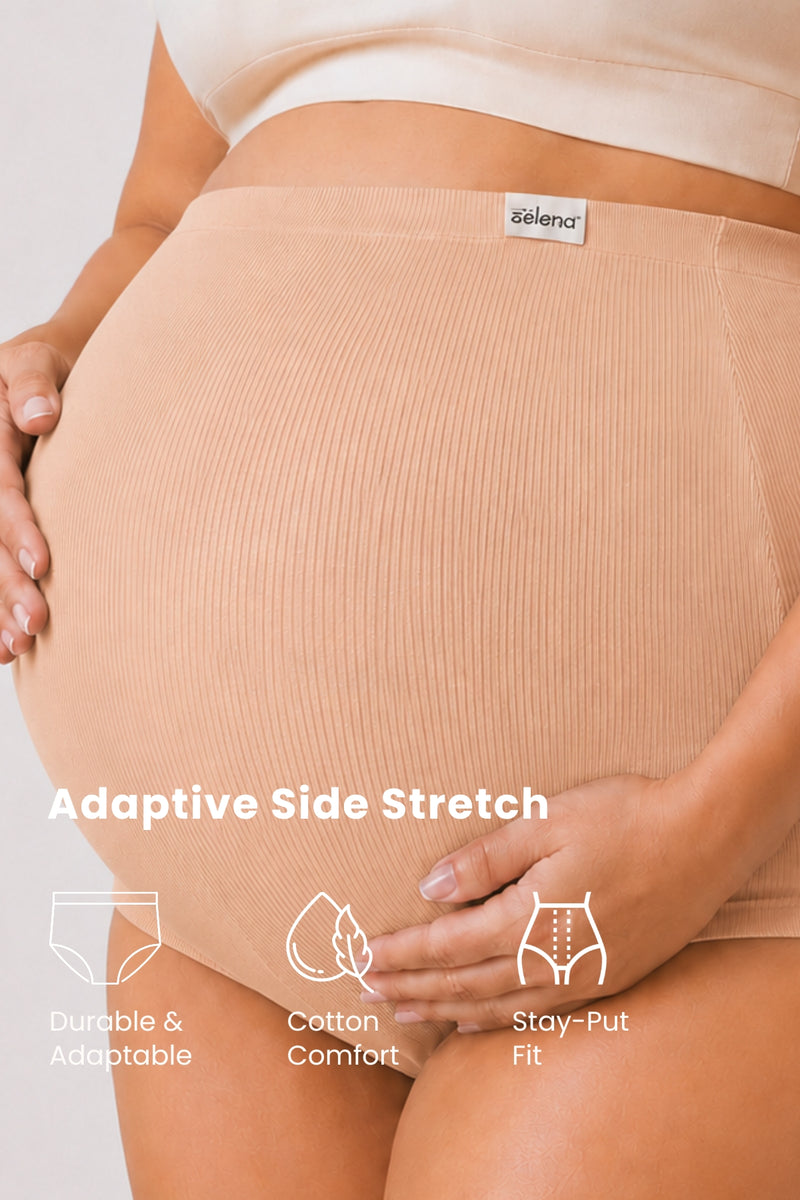 Pregnancy Panty – Over-the-Belly (Rib Textured) - Nude Almond