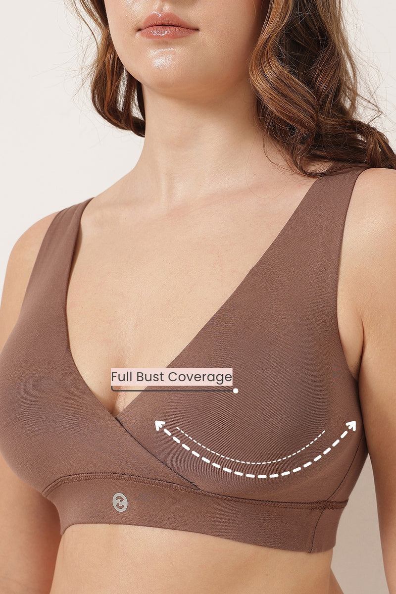 247 (Upgraded) Brown Modal Padded Maternity Feeding Bra