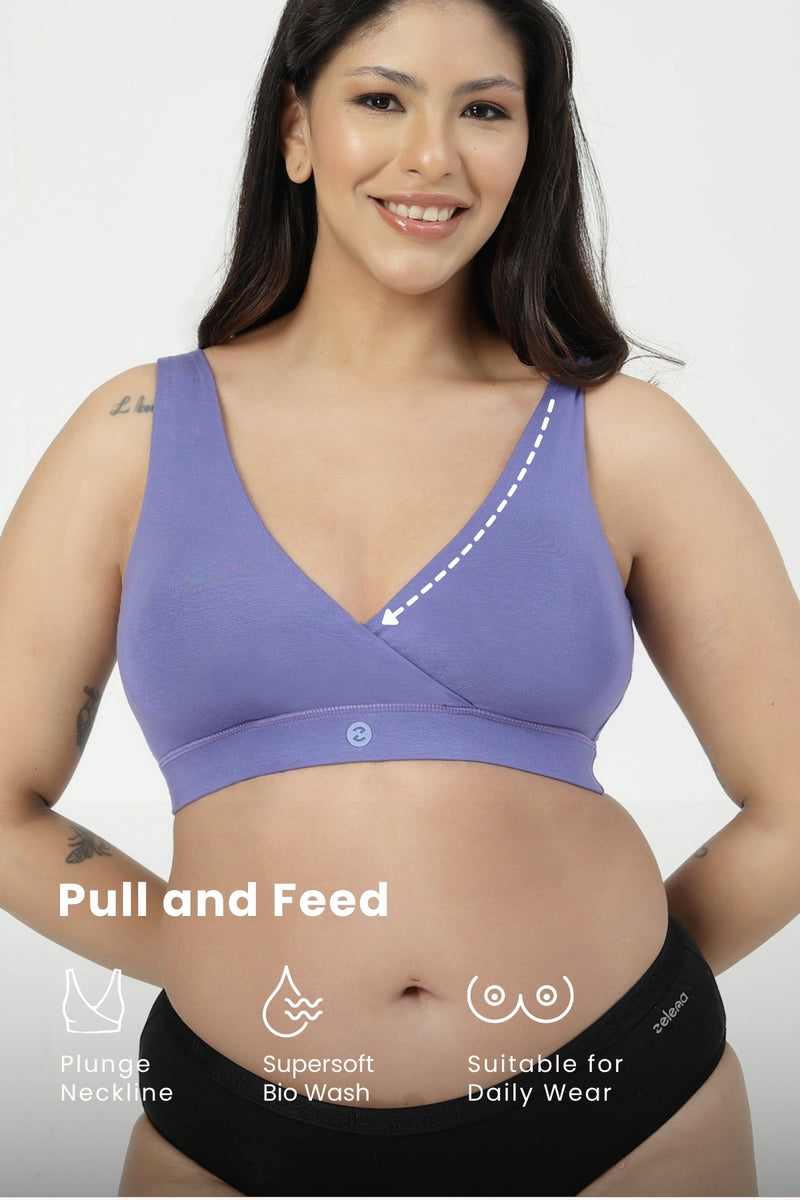 247 (Upgraded) Royal Blue Modal Padded Maternity Feeding Bra