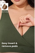 247 (Upgraded) Army Green Modal Padded Maternity Feeding Bra