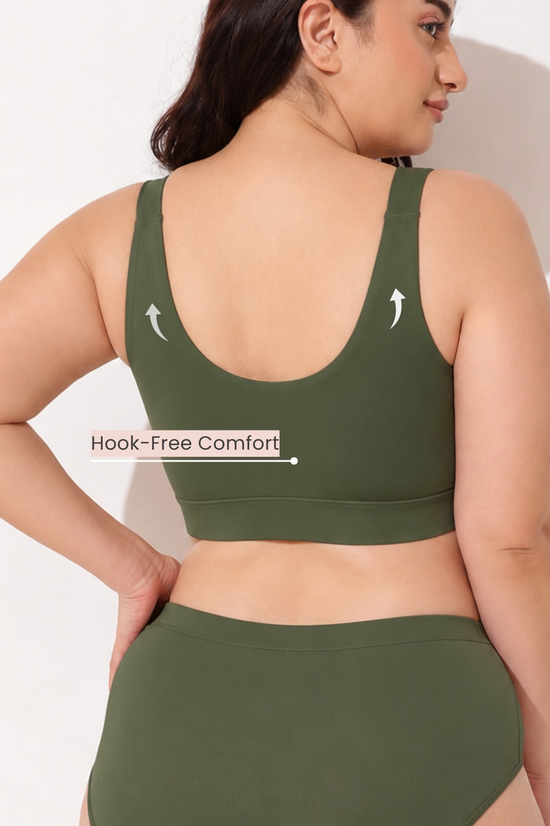 247 (Upgraded) Army Green Modal Padded Maternity Feeding Bra