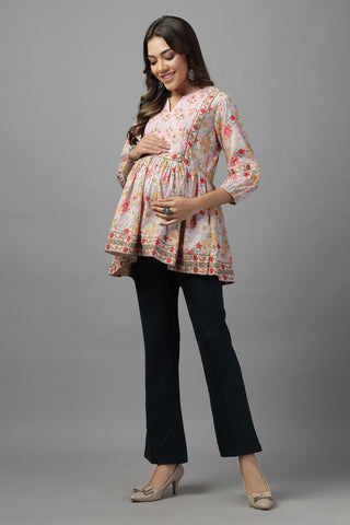 Blossom Charm Maternity Feeding Peplum Top