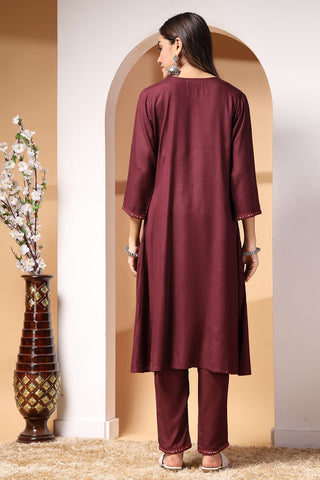 Majestic Maroon Maternity Feeding Kurta Set