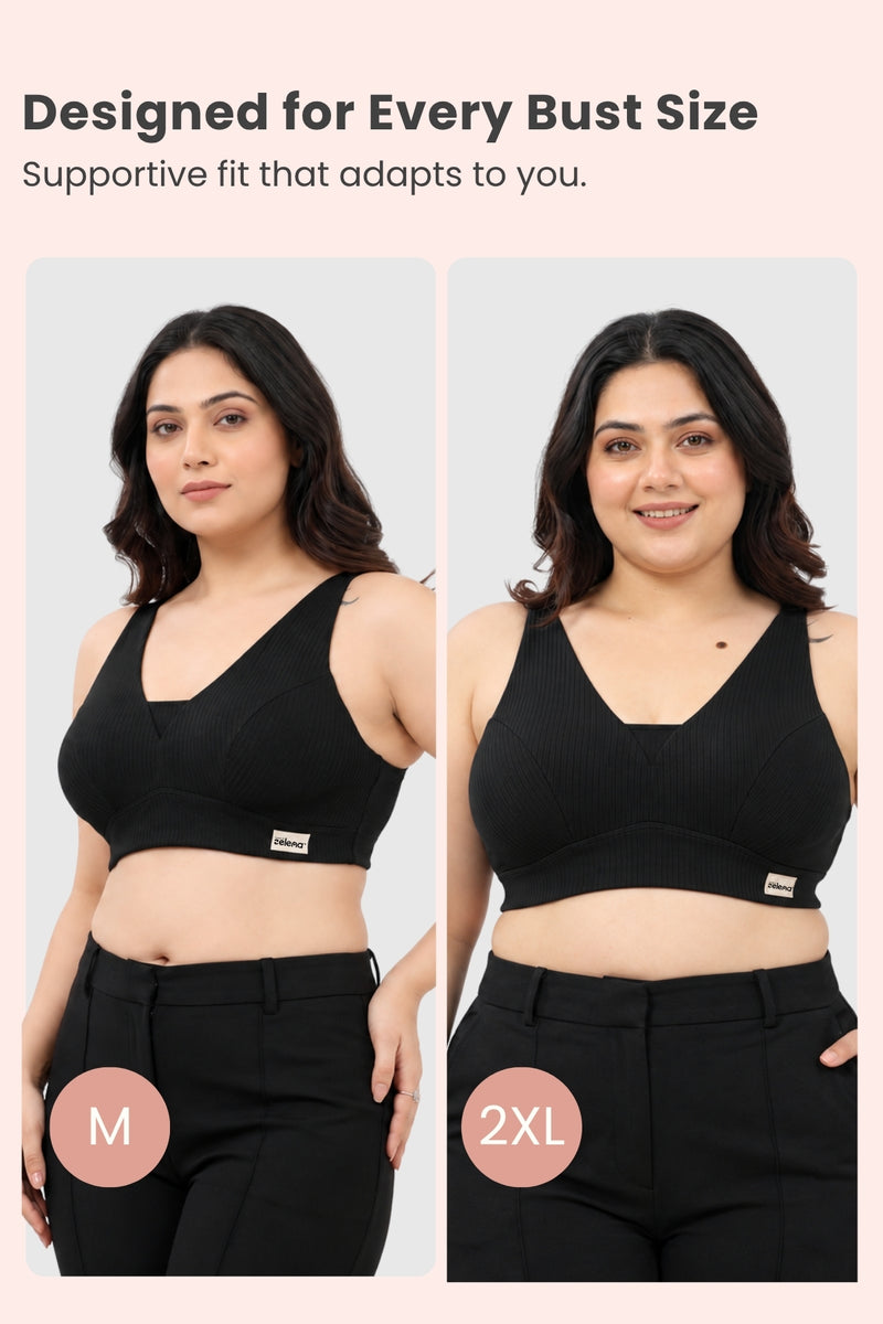 Natural Shape Wide Rib Bra - Black