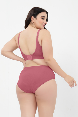 Riva Fine Rib Bra & Mid Rise Panty Set - Blush