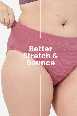 Sera Broad Rib Mid Rise Hipster - Blush