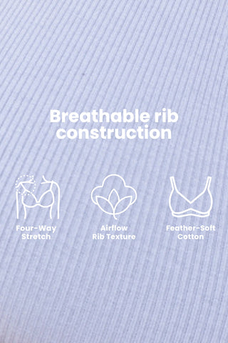 Zena Fine-Rib Bra - Soft Blue