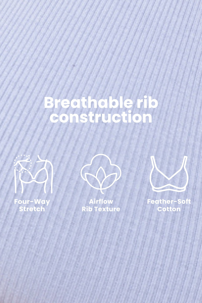 Zena Fine-Rib Bra - Soft Blue