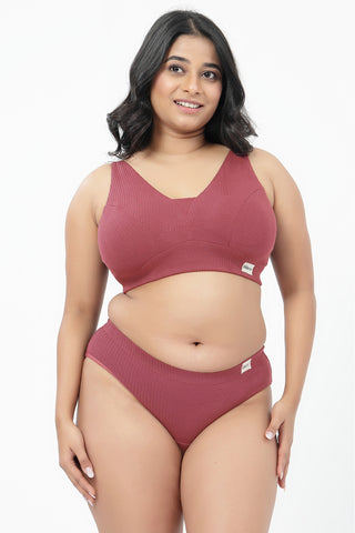 Sera Broad Rib Mid Rise Hipster Pack of 3 - (Blush, Mocha, Black)