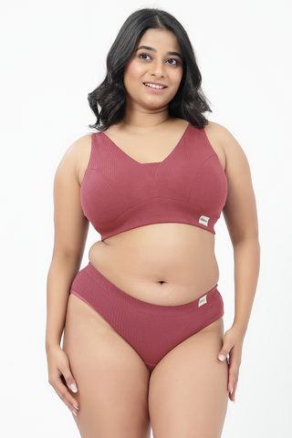 Sera Broad Rib Mid Rise Hipster - Blush