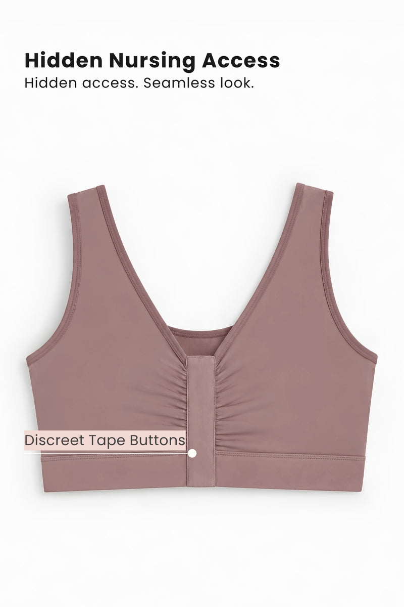 Ruched Invisible Button Nursing Bra - Coco