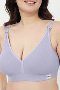 Lira Ribbed Cotton Nursing Padded Bra - M-Blue