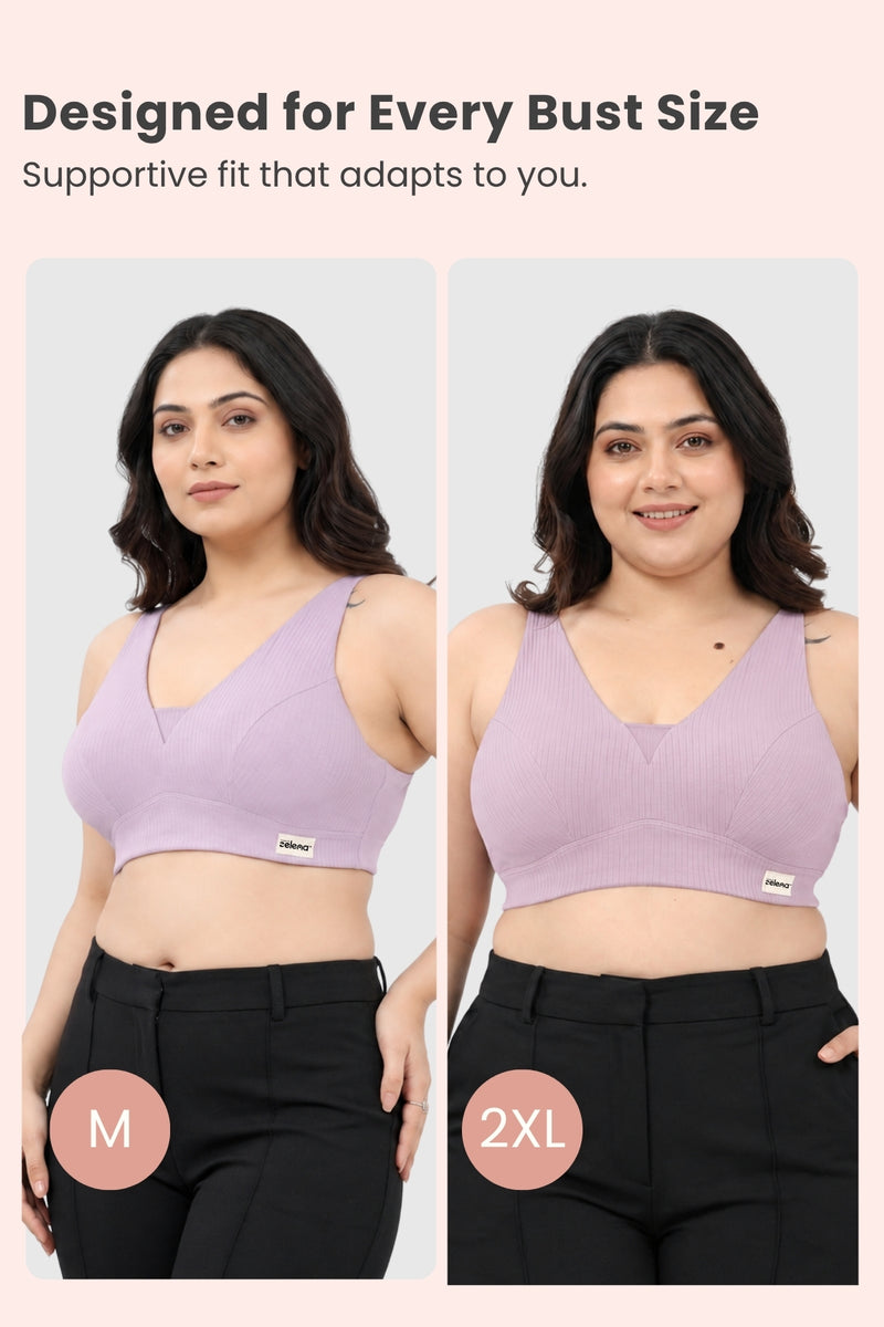 Natural Shape Wide Rib Bra - Lavender