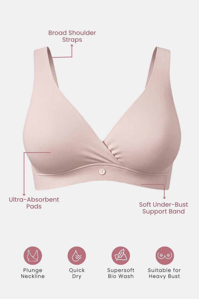 247 (Upgraded) Modal Padded Maternity Feeding Bra - Nude Almond