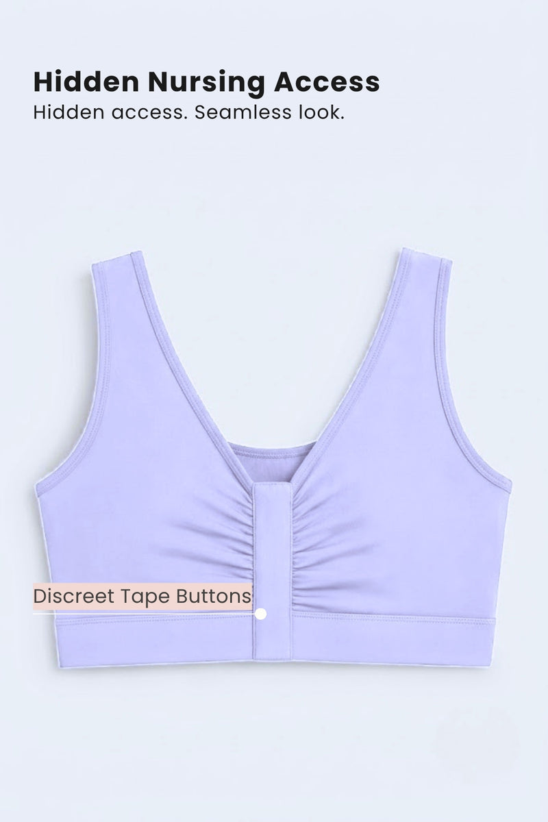 Ruched Invisible Button Nursing Bra - Mist
