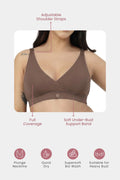 247 Extra Support Cotton Feeding Bra with Adjuster - Mocha