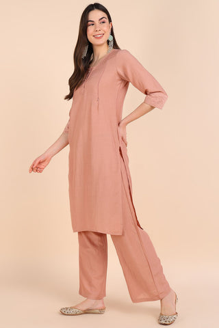 Onion Pink Maternity Suit Set with Dupatta